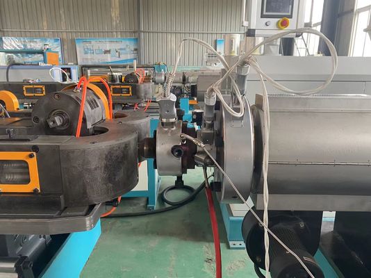 พลาสติก PE PVC Single / Double Wall Corrugated Pipe สายการผลิต Extrusion Line