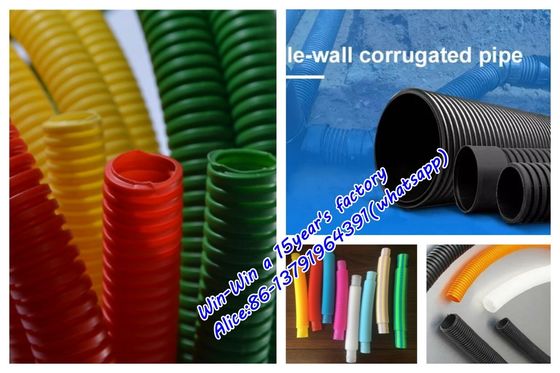 สายการผลิตเครื่องผลิตท่อ PP PE PVC ท่อลูกฟูกแบบสกรูเดี่ยวหรือคู่