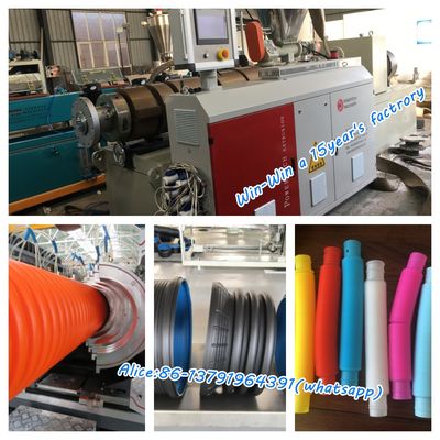 สายการอัดรีดสกรูคู่เดี่ยวสำหรับท่อพลาสติกลูกฟูก PPR HDPE PVC